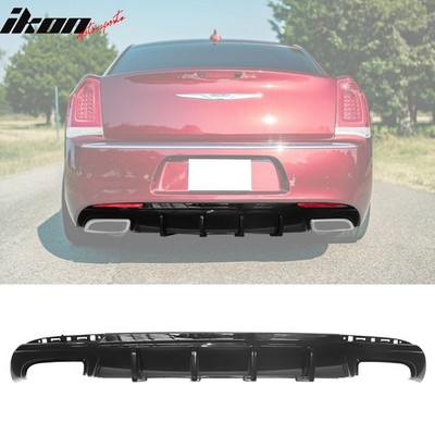 Fits 15-23 Chrysler 300 IKON V1 Style 2PCS Rear Bumper Diffuser Gloss Black PP