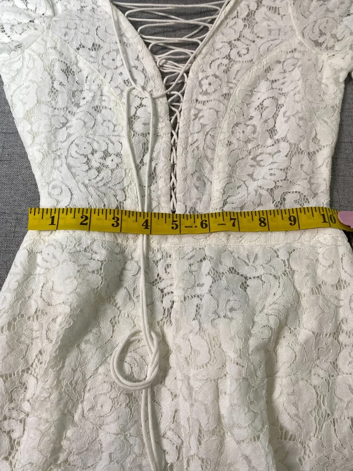 Oliváceo, Romper de Renda, Pequeno, Decote V, Marfim, Fairycore, Delicado, Noivo, Boho - Imagem 4 de 4