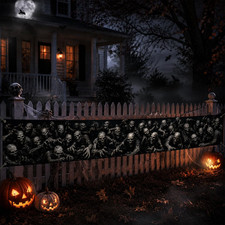 Halloween Party Banner Skeleton Backdrop 20X118 Polyester