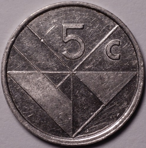 Aruba 2005 5 Cents Sail Privy Mark KM#1 Nickel Plated Steel Coat of Arms Lion - Afbeelding 3 van 4