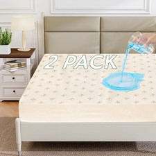 2 Pack King Size Mattress Protector Waterproof, Breathable Cotton Terry Bed P...