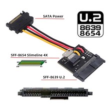 U.2 U.3 SFF-8639 SSD to Slimline SFF-8654 PCB Adapter Card with SATA Power Cable