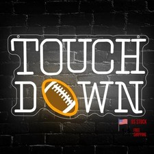 Football Neon Sign - Touch Down LED Neon Light Signs for Wall Decor Football
