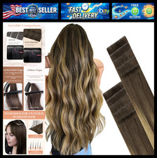GOO GOO Invisi Edge Tape in Hair Extensions Human Hair, 4/27/4 Balayage Chocolat