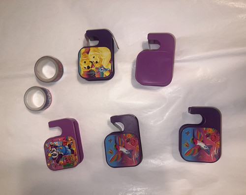 Lisa Frank Purple Washi Tape Dispensers & Assorted Animal Pattern Tape Lot