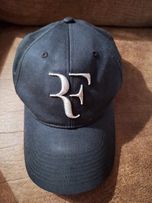 Roger Federer RF Hat Nike Fit Tennis 327906 Black with Metallic