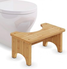 9 Inch Toilet Stool Adults Natural Bamboo Wood Poop Stool Squatting Potty