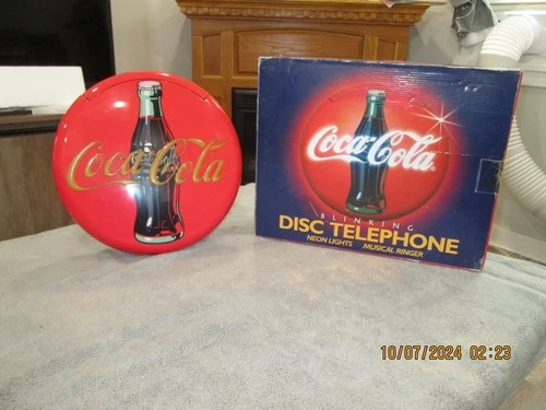 Vintage 1995 COCA-COLA Logo Red, Blinking Disc Telephone OR LIGHTED WALL DECOR!