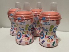 Re-Play 4 pack Soft Spout Sippy Cups pink 8 Oz Travel Cap
