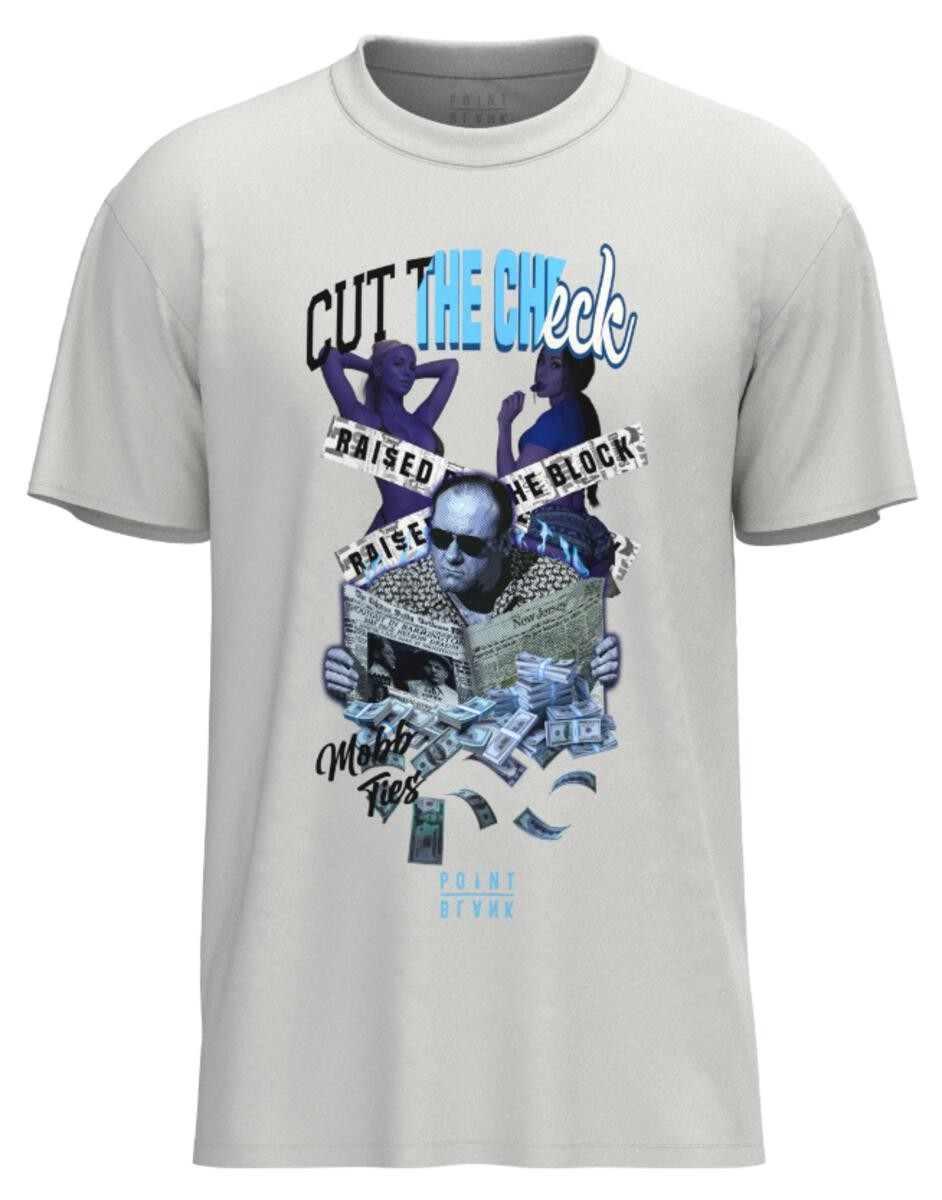 Белая футболка в клеточку с разрезом в упор - M