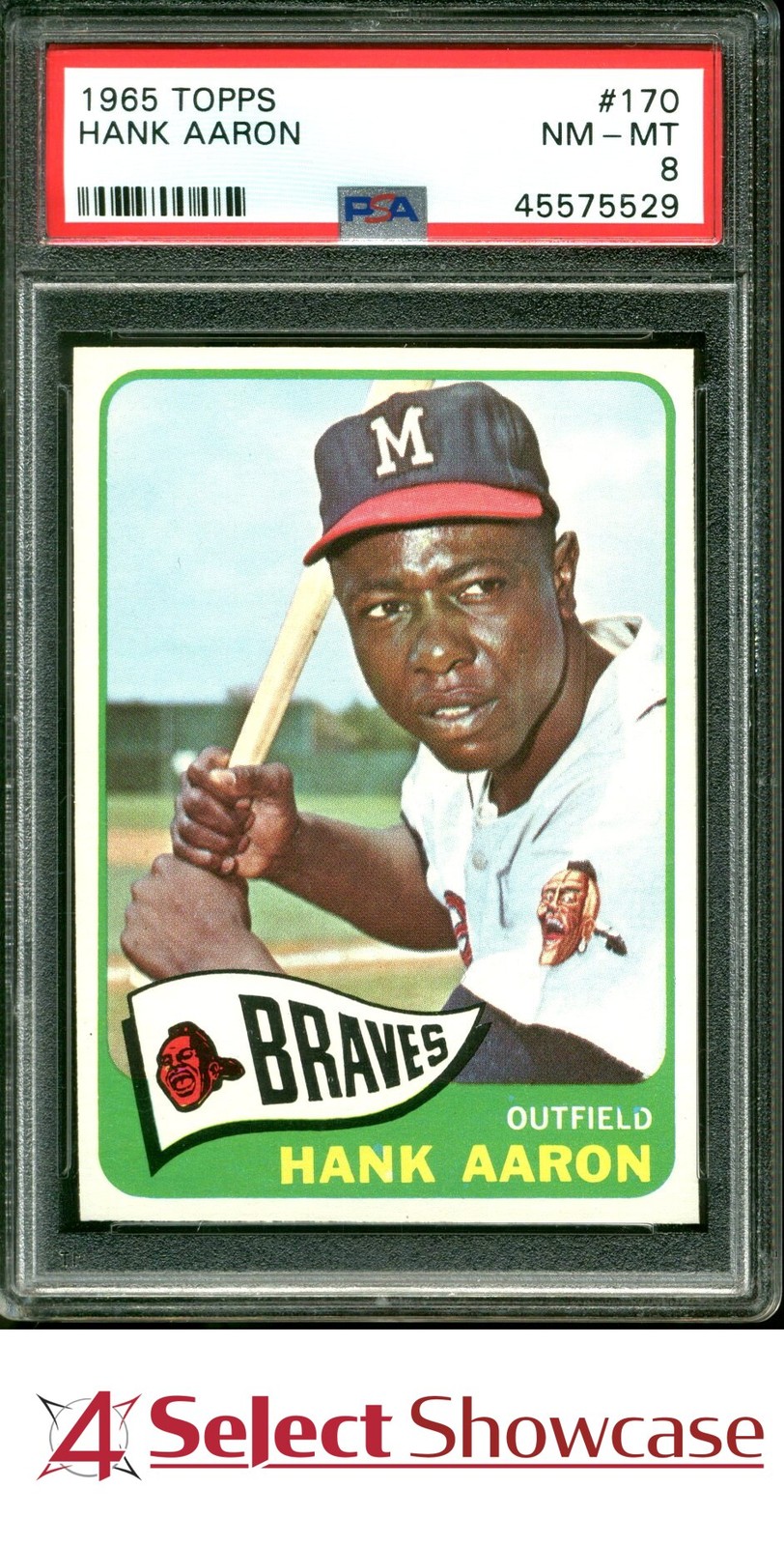 1965 TOPPS #170 HANK AARON BRAVES HOF PSA 8