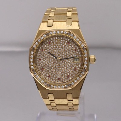 Audemars Piguet Royal Oak Yellow Gold Rubies Diamond Dial Watch 14813BA