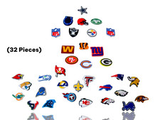  Set of All 32 NFL Teams Football Logo Shoe Charms for Crocs Sandals Rubber New