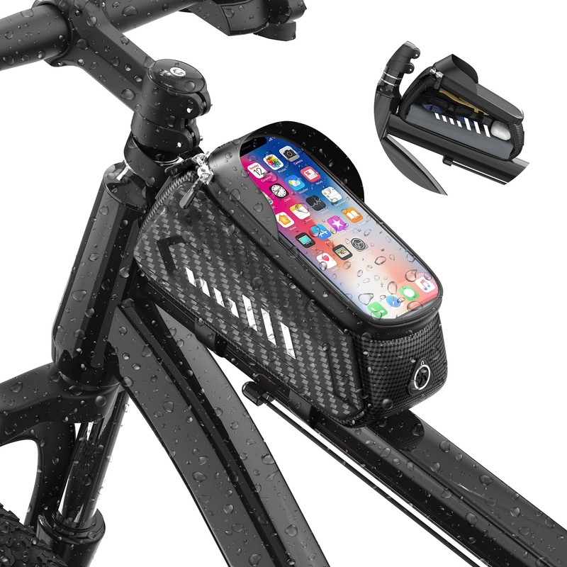 Waterproof Bicycle Storage Bag Large Capacity Bike Front Frame Bag Phone Holder