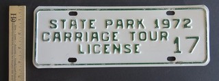 MACKINAC ISLAND MICHIGAN CARRIAGE license plate 1972 # 17