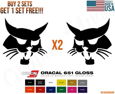 BOBCAT Logo Vinyl decal 2 PACK Skid Steers Excavators Implements Made In USA