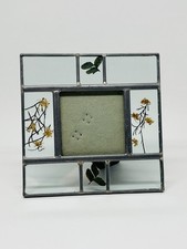Leaded Glass Picture Frame Pressed Flowers 5" x 5"