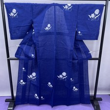Japanese Kimono 26 Yukata Summer Dark Blue Tulip