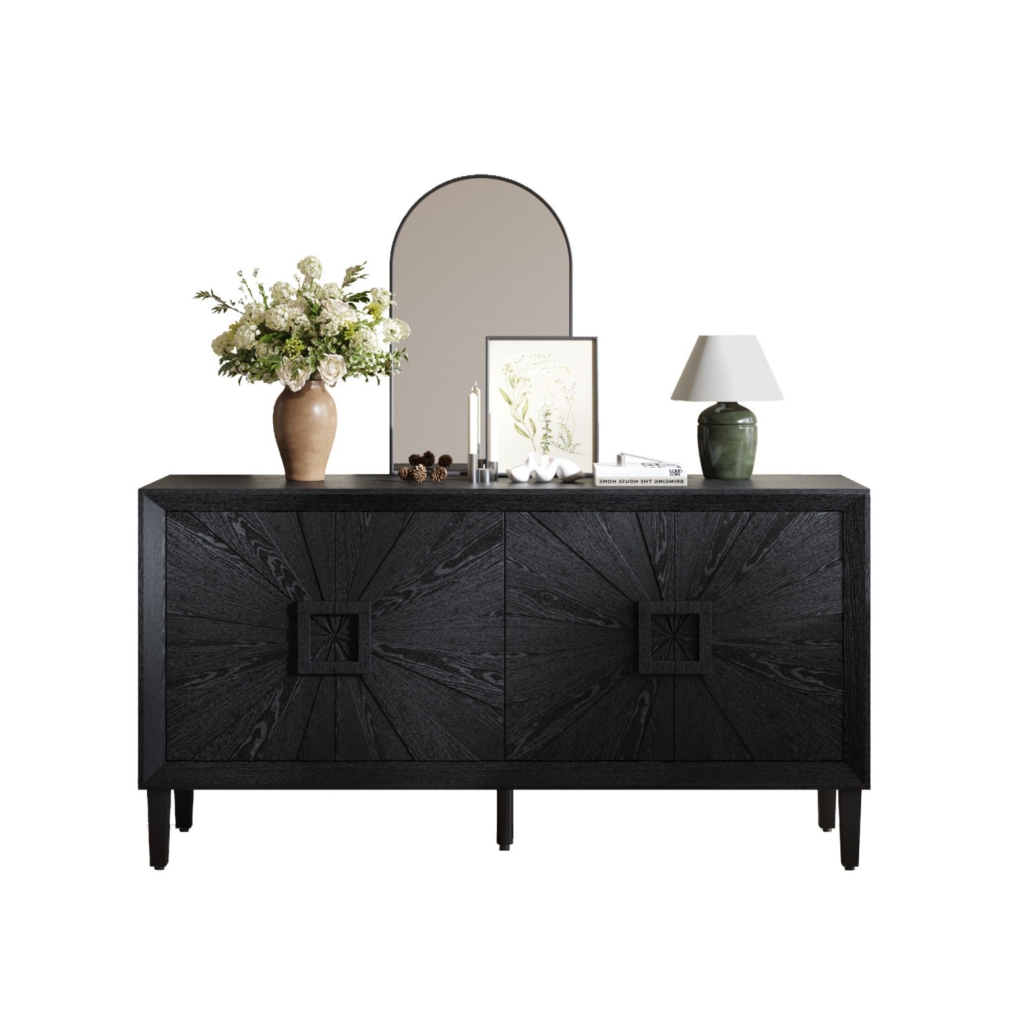 Heavy-Duty Antique Solid Wood TV Stand Entertainment Center for TVs Up to 65in
