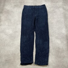 Lands' End Jumbo Corduroy Trousers Mens 31" Vintage Straight Fit Cord Pants Navy