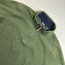 Lands  End Men's Bedford Rib Quarter Zip Sweater Green Size Large 100 Cotton