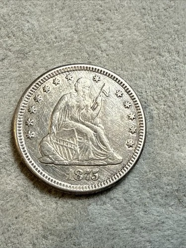 1875 Seated Liberty  Quarter Dollar 90% EF XF Extra Fine Condition Nice 032802