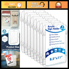 8 Pack Acrylic Sign Holder 8.5x11" with Suction Cups - Clear Frames for Wall, Do