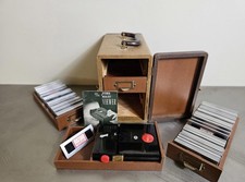 Vintage 1950s Stereo Realist 3D Kit: Tweed 4-Drawer Slide Case, Bakelite Red But