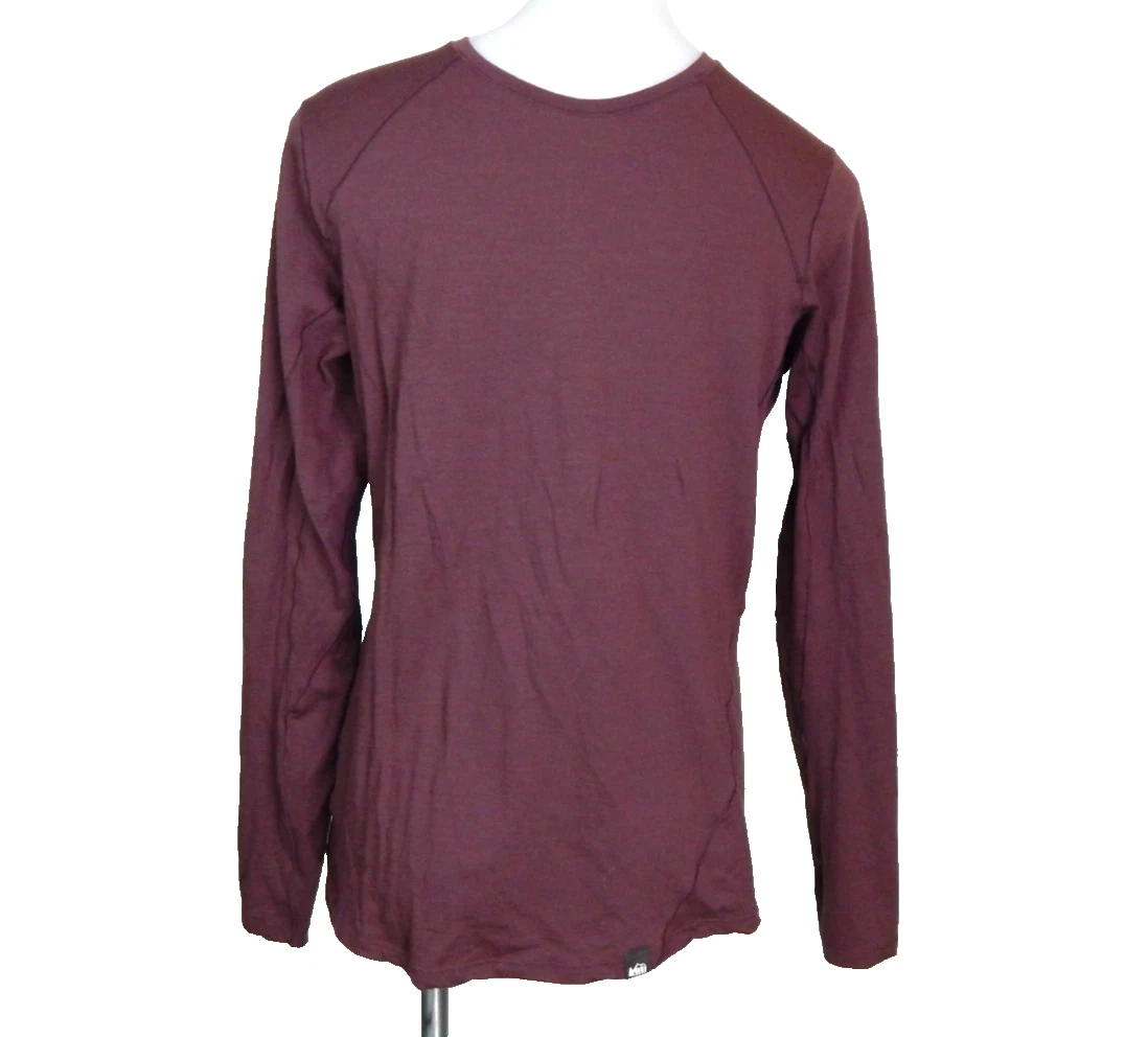 REI Women's Large Top Burgundy Purple Merino Wool Base Layer Long Sleeve Tee