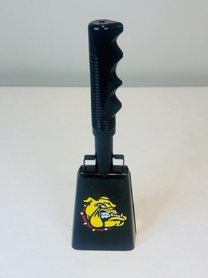 Bulldog Bully Bell Black Cowbell  Rubber Grip Sporting Event Large Metal 10''