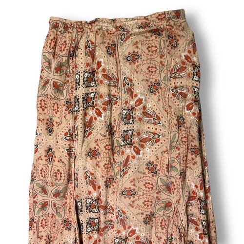 Free People One Cypress Skirt Sz XS Maxi Fringe Ruffle Boho Trumpet Folk Print - Picture 2 of 10