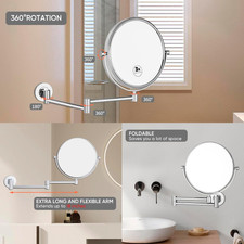 Specchio Trucco Da Parete - Doppia Faccia 1X/2X, Girevole 360°, Ventosa, Impermeabile - Foto 6