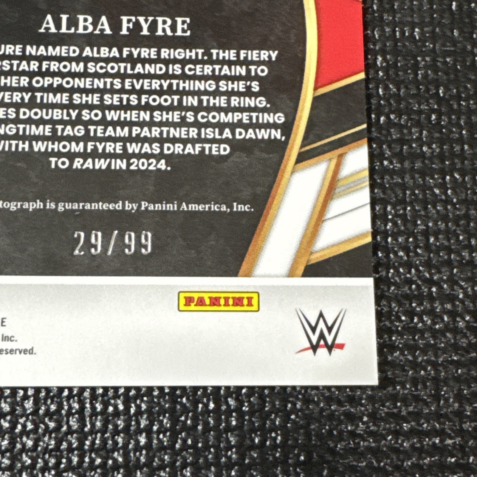 2024 Panini Select WWE Alba Fyre Signature Selection Red /99 #SL-AFR Auto SP RAW view 8