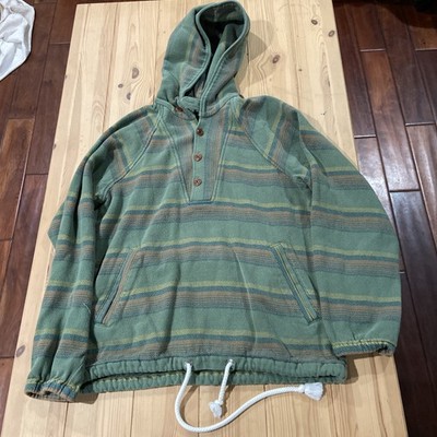 Outerknown Hoodie Men Small? Green Blanket Baja Poncho Heavy Woven Boho Pockets