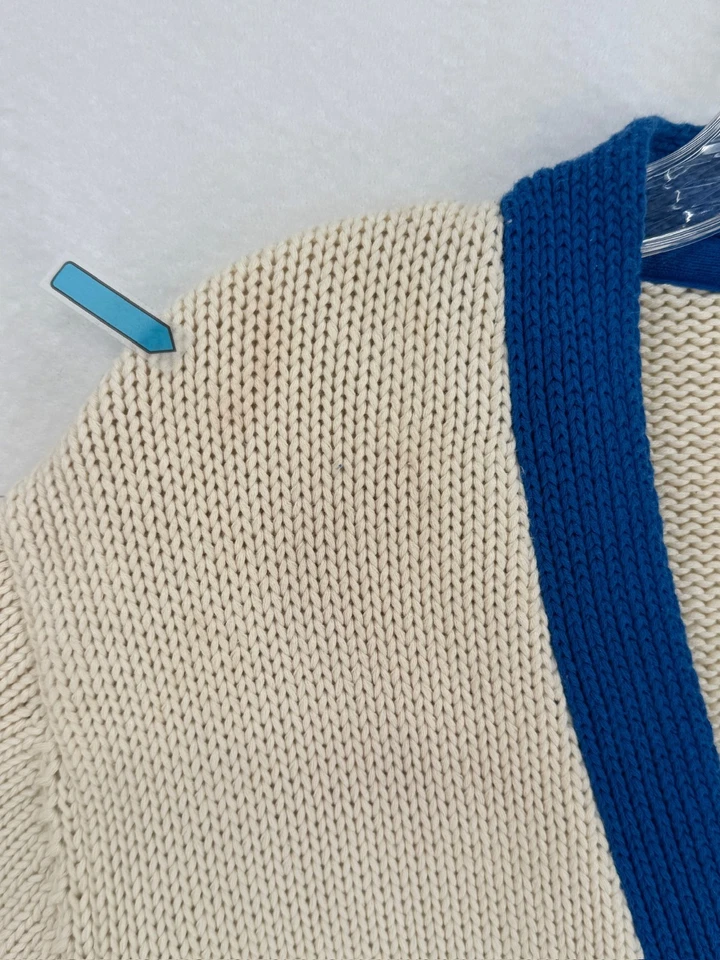 Cárdigan suéter tejido con cable azul crema Kith New York Knicks para hombre talla XL Foto 4 de 4