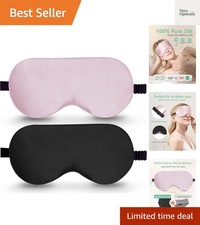 100 Real Mulberry Silk 2 Pack Sleep Mask, Natural Pure Silk Eye Masks with A...