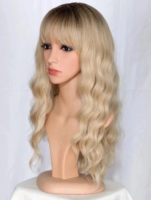 New Fashion Women's Long Natural Brown Mix Blond Wavy Wigs 20 In