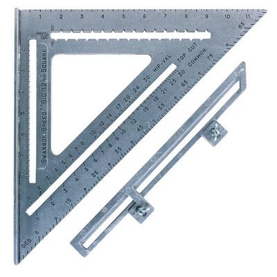 12 In. Aluminum Big 12 Speed Square, Rafter Square with Layout Bar and Blue Book