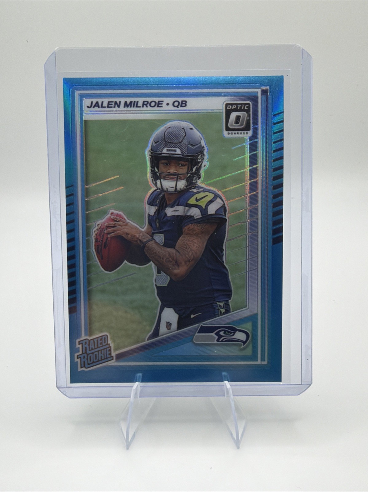 2025 Panini Donruss Optic - Rated Rookie Jalen Milroe #253 Aqua Prizm /349 (RC)