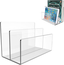 Clear Acrylic File Organizer with 2 Sections for Home Office and School Use