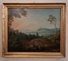 antico quadro dipinto olio su tela paesaggio Inizi ottocento XIX Secolo