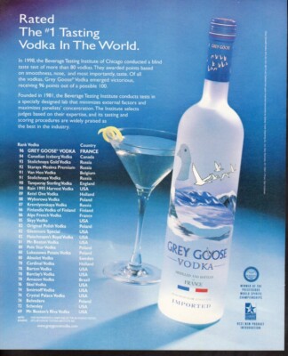 Vintage print ad advertisement Alcohol Grey Goose Vodka Rated #1 Tasting World