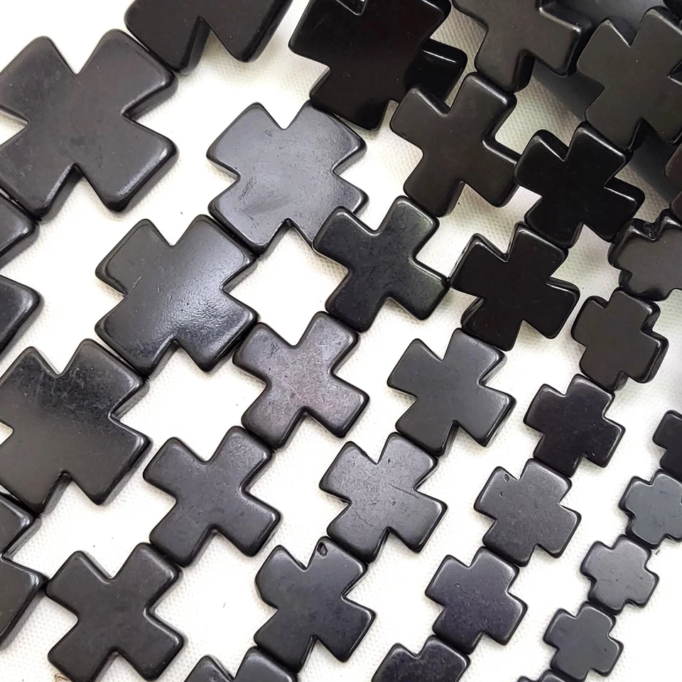 Cruz Negra Cuadrada Howlite Turquesa Espaciador Cuentas Sueltas 15mm 20mm 30mm 15" Hágalo Usted Mismo Foto 2 de 2