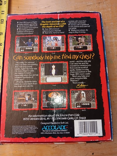 Elvira The Fantasy Adventure Big Box IBM PC 1990 Accolade CIB - Imagen 3 de 5