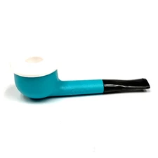 Turquoise Erik Nording Shorty Porcelain Tobacco Smoking Pipe - 5441K