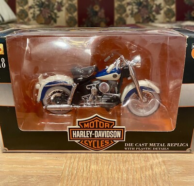 HARLEY DAVIDSON 1962 FLH DOU GLIDE MOTORCYCLE ~1:18 SCALE~ BLUE & WHITE