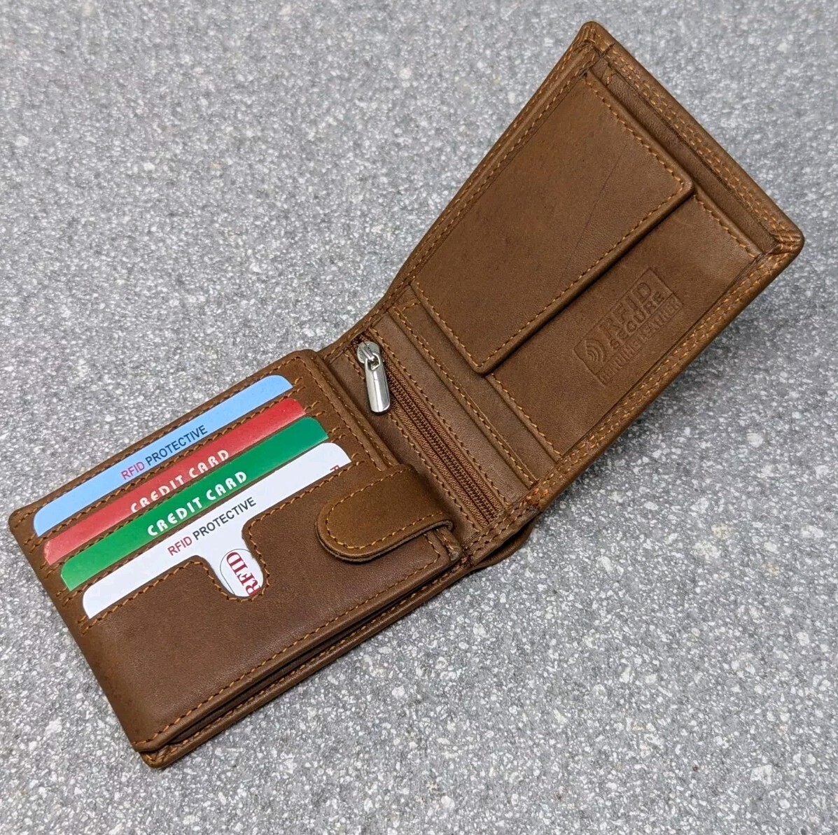 MORUCHA RFID Blocking Leather Wallet For Men | Brown Compact Trifold | Genuine Leather With Coin Pocket - View #10
