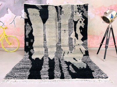 Art Area Custom Rug, Moroccan Rug, Black Rug, Beni Ourain Rug, Berber Moroccan