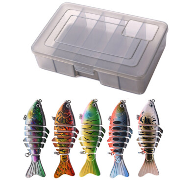 5PCS Box Multi Jointed Fishing Lures Wobbler Swimbait Hard Bait Crankbait Tackle