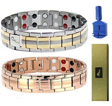 Titanium Magnet Therapy Bracelet Bangle Silver Rose Gold Arthritis Pain Adjuster